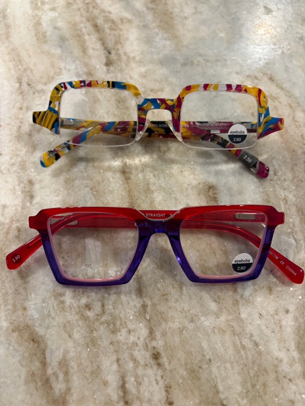 TWO pairs Eyebobs Women’s Reading Glasses, both 2.5 power